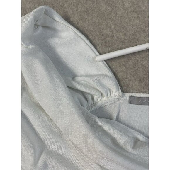 Red By BKE White One Shoulder Asymmetric Gathered Top Womens Size M - Picture 14 of 15